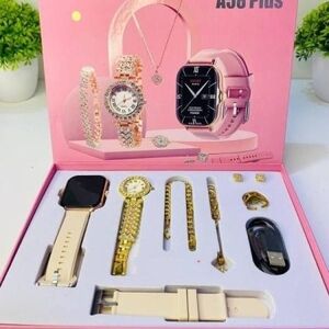 Ladies Pink & Gold Smartwatch Gift Set